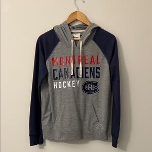Montreal Canadiens Grey & Navy Hoodie - Team Logo Pullover size Large